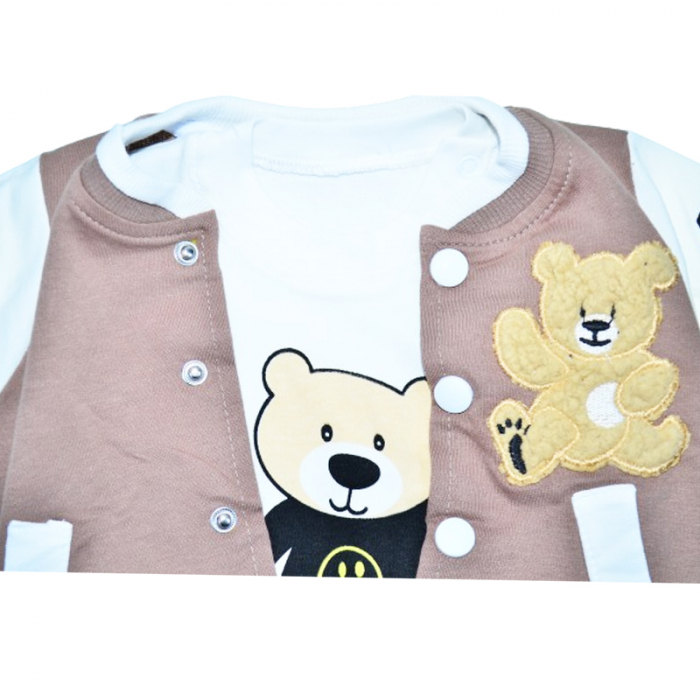 Compleu 3 piese pantaloni, bluza si jacheta pentru baieti Mini Junior COMP-MJ4, Maro [3]