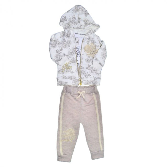 Compleu 3 piese pantaloni, bluza si jacheta cu fermoar pentru fete Mini Junior COMP-MJ1, Roz [1]
