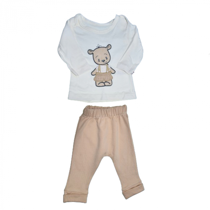 Compleu 3 piese pantaloni, bluza si jacheta pentru baieti Mini Junior COMP-MJ32, Bej [3]