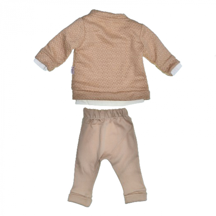 Compleu 3 piese pantaloni, bluza si jacheta pentru baieti Mini Junior COMP-MJ32, Bej [2]