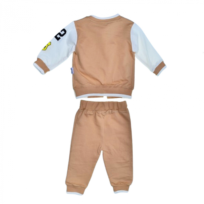 Compleu 3 piese pantaloni, bluza si jacheta pentru baieti Mini Junior SETMJ-25, Bej [2]