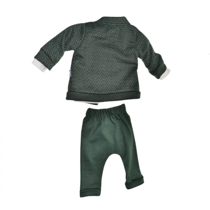 Compleu 3 piese pantaloni, bluza si jacheta pentru baieti Mini Junior SETMJ-43, Verde [2]