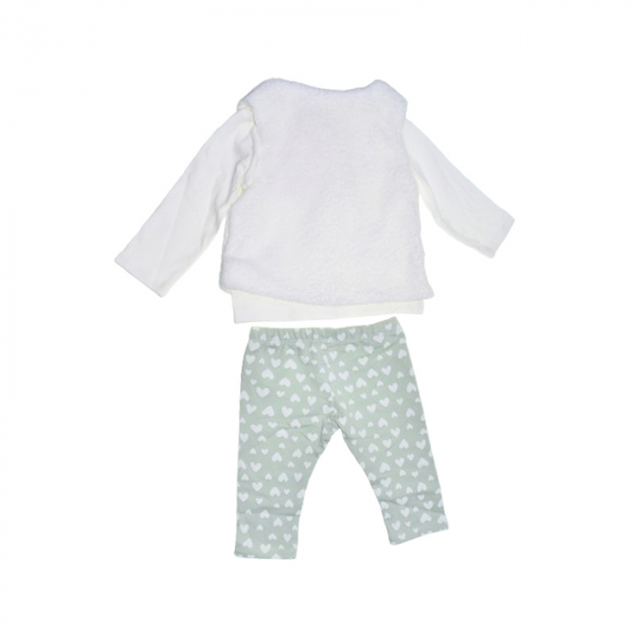 Compleu 3 piese pantaloni, bluza si vesta pentru fete Baby Rose, COMP-4586V, Verde [2]