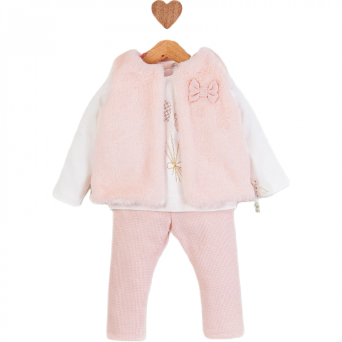Compleu 3 piese pantaloni, bluza si vesta pentru fete, Mini Junior CMP-MJ4685R, Roz [2]