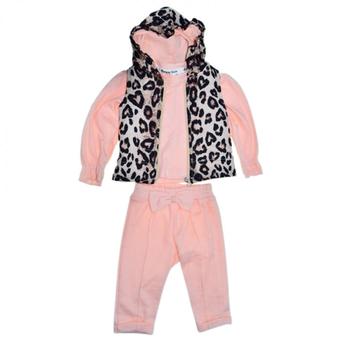 Compleu 3 piese pantaloni, bluza si vesta, pentru fete, Mini Junior CMP1021, Coral [1]