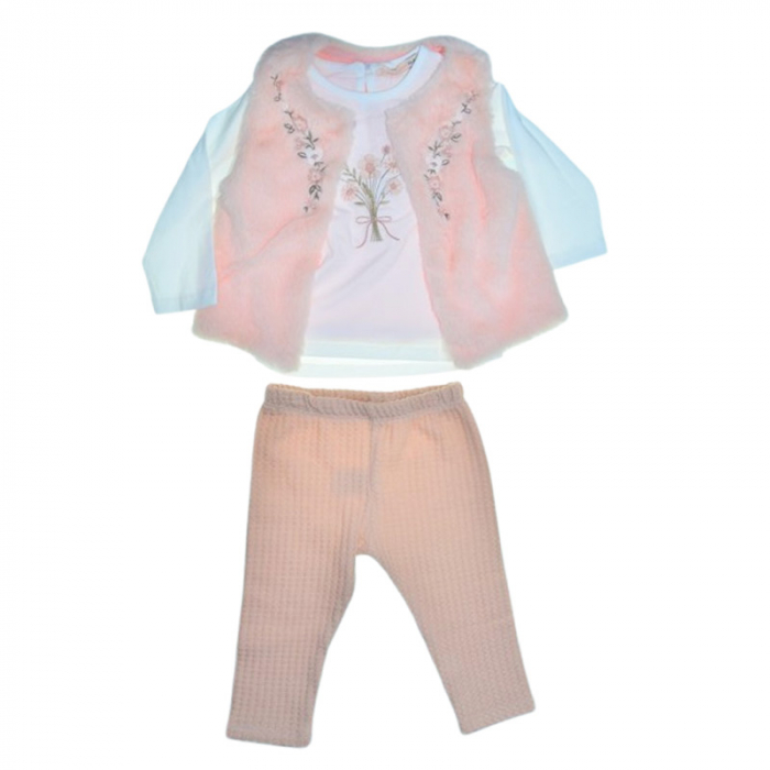 Compleu 3 piese pantaloni, bluza si vesta, pentru fete, Mini Junior CMP1021C2, Coral [1]