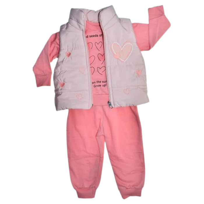 Compleu 3 piese pantaloni, bluza si vesta, pentru fete, Mini Junior CMP2021C, Coral [1]