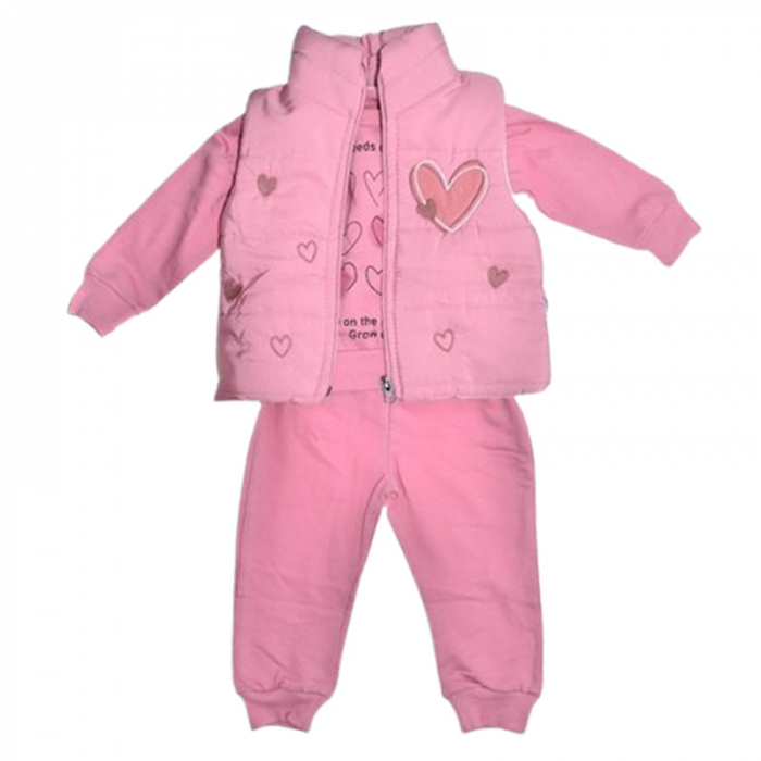 Compleu 3 piese pantaloni, bluza si vesta, pentru fete, Mini Junior CMP2021R, Roz [1]