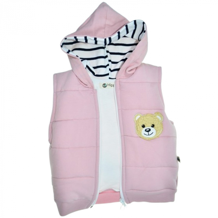 Compleu 3 piese pantaloni, bluza si vesta, pentru fete, Mini Junior CMP2608R, Roz [3]