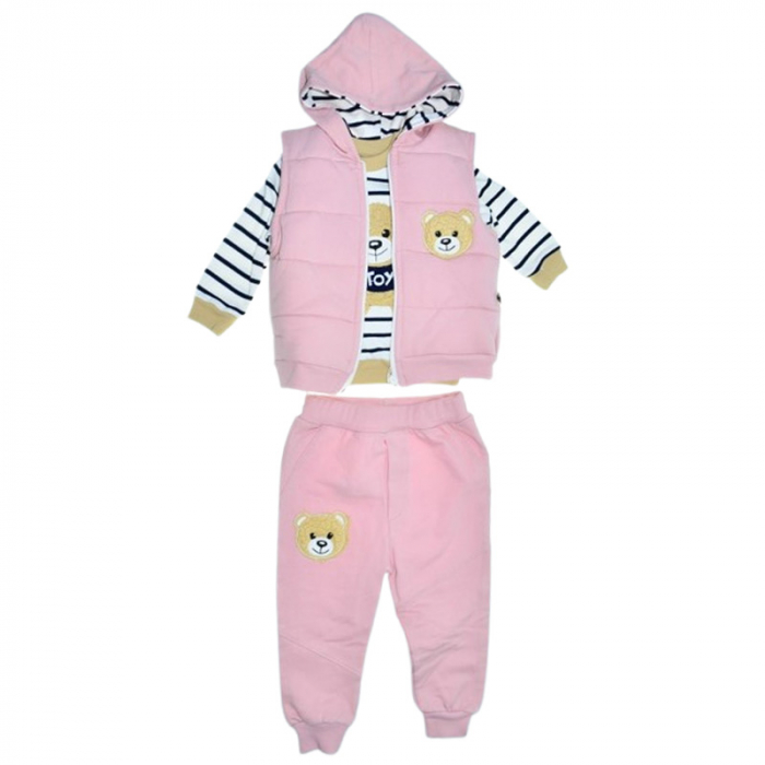 Compleu 3 piese pantaloni, bluza si vesta, pentru fete, Mini Junior CMP2608R, Roz [1]