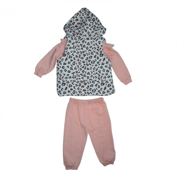 Compleu 3 piese pantaloni, bluza si vesta pentru fete Mini Junior COMP-6321, Roz [2]