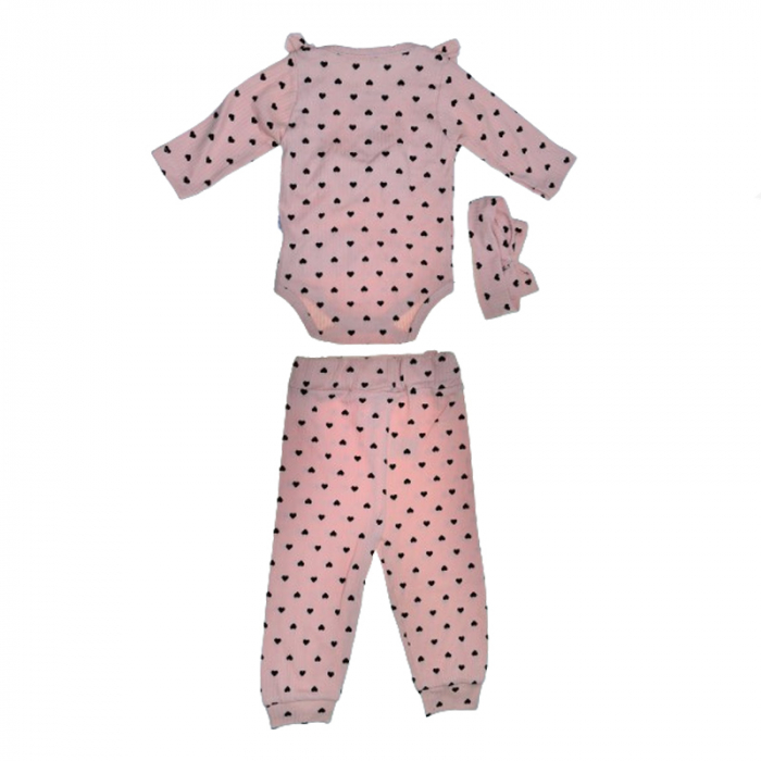 Compleu 3 piese pantaloni, body si bentita pentru fete Mini Junior COMP-MJ10, Roz [2]