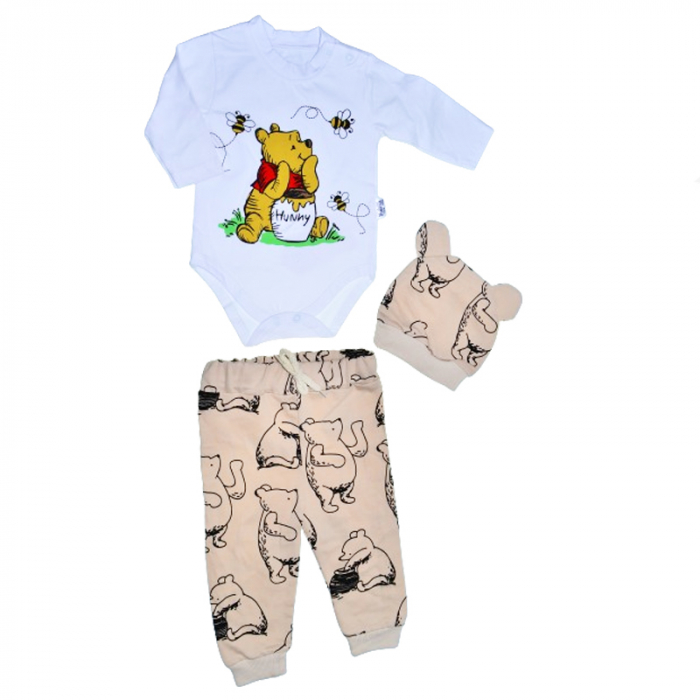 Compleu 3 piese pantaloni, body si caciula pentru baieti Mini Junior COMP-MJ7, Multicolor [1]