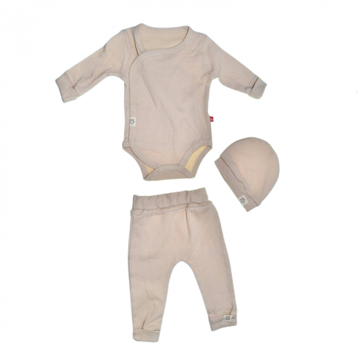 Compleu 3 piese pantaloni, body si caciula pentru copii Mini Junior SETMJ-39, Bej [1]
