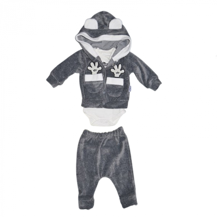 Compleu 3 piese pantaloni, body si jacheta pentru baieti Mini Junior CMP-1197, Gri [1]