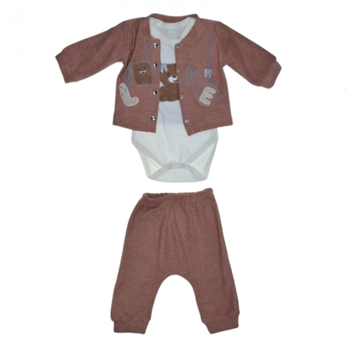 Compleu 3 piese pantaloni, body si jacheta pentru baieti Mini Junior CMP-2459, Maro [1]