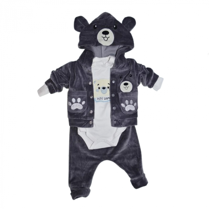 Compleu 3 piese pantaloni, body si jacheta pentru baieti Mini Junior CMP-MJ7, Gri [1]