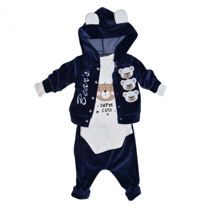 Compleu 3 piese pantaloni, body si jacheta pentru baieti Mini Junior CMP-MJ8, Bleumarin [1]