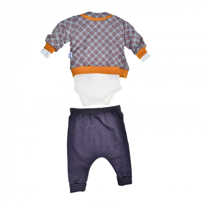 Compleu 3 piese pantaloni, body si jacheta pentru baieti Mini Junior SETMJ-11, Multicolor [2]