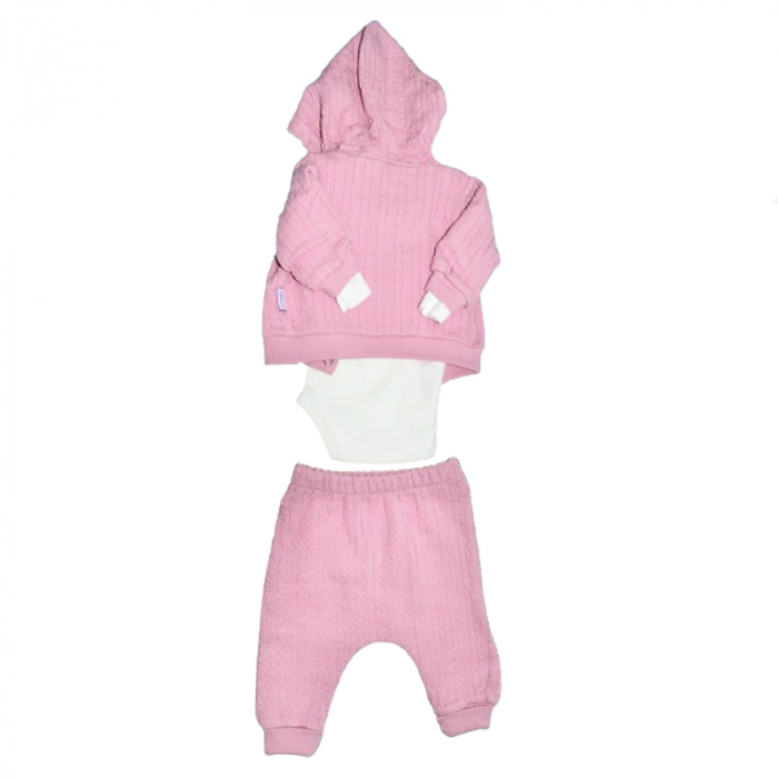Compleu 3 piese pantaloni, body si jacheta pentru fete Mini Junior COMP-MJ30, Roz [2]
