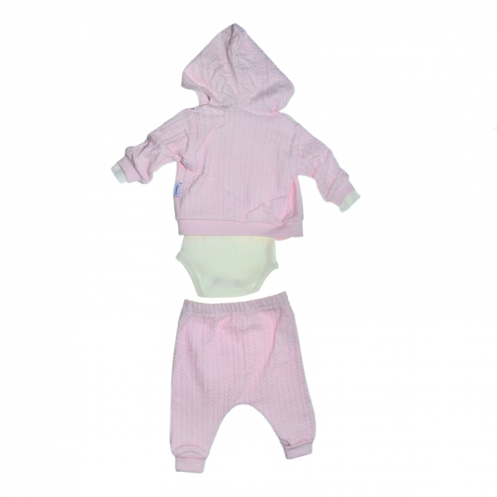 Compleu 3 piese pantaloni, body si jacheta pentru fete Mini Junior SETMJ-12, Roz [2]