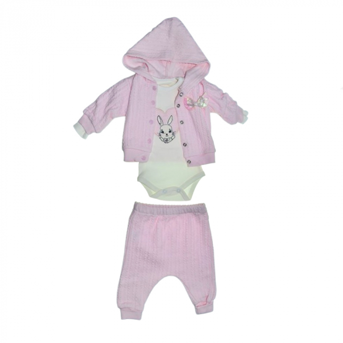 Compleu 3 piese pantaloni, body si jacheta pentru fete Mini Junior SETMJ-12, Roz [1]