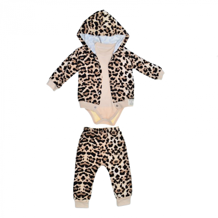 Compleu 3 piese pantaloni, body si jacheta pentru fete Mini Junior SETMJ-23, Crem [1]
