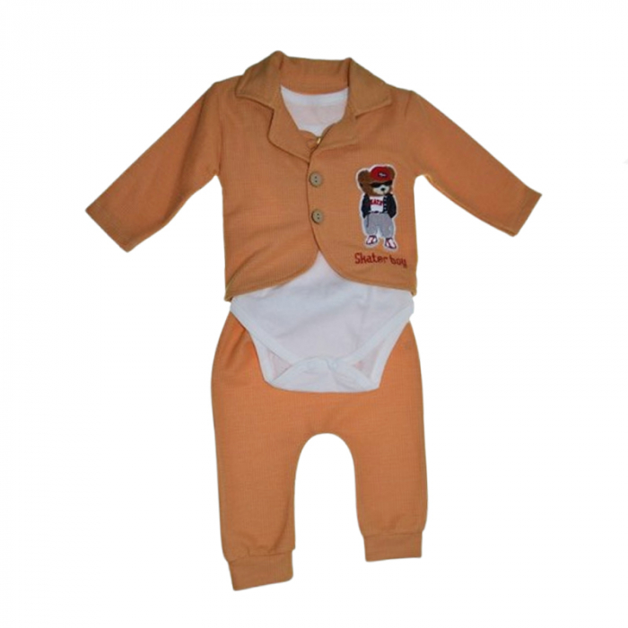 Compleu 3 piese pantaloni, body si sacou pentru baieti Mini Junior CMP-MJ002, Maro [1]