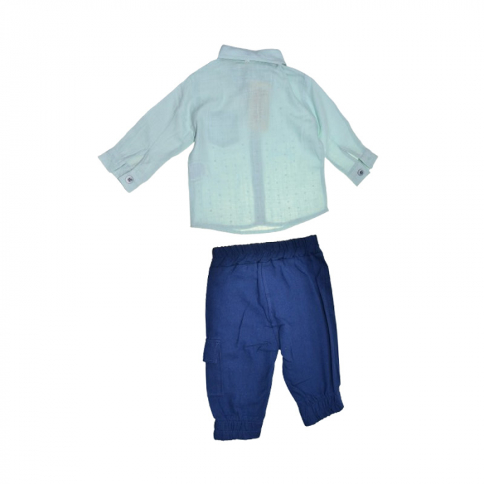 Compleu 3 piese pantaloni, camasa si papion pentru baieti Mini Junior COMP-3832, Verde [3]