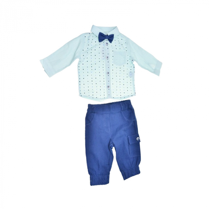 Compleu 3 piese pantaloni, camasa si papion pentru baieti Mini Junior COMP-3832, Verde [1]