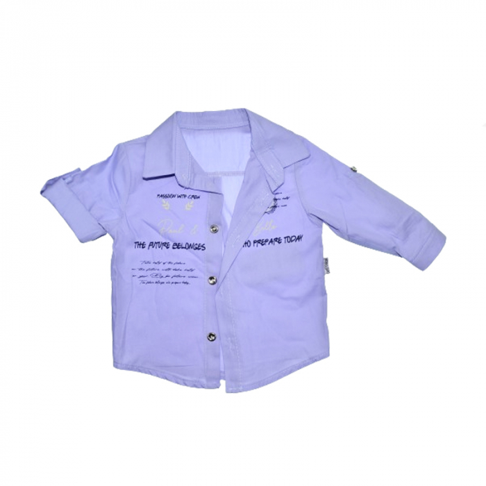 Compleu 3 piese pantaloni, maiou si camasa pentru baieti Mini Junior COMP-3186, Albastru [4]
