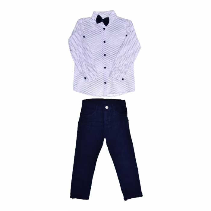 Compleu 3 piese pantaloni, camasa si papion pentru baieti Mini Junior COMP-5811, Bleumarin [1]