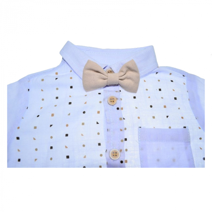Compleu 3 piese pantaloni, papion si camasa pentru baieti Mini Junior COMP-101, Crem [4]