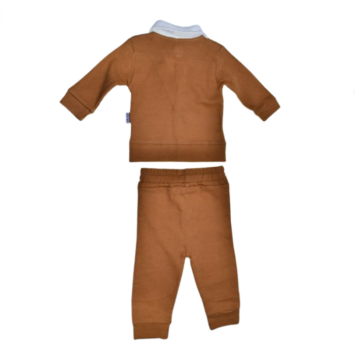 Compleu 3 piese pantaloni, papion si cardigan pentru baieti Mini Junior SETMJ-41, Maro [2]