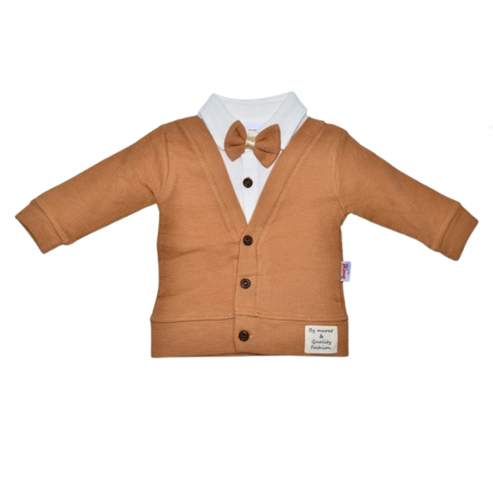 Compleu 3 piese pantaloni, papion si cardigan pentru baieti Mini Junior SETMJ-41, Maro [4]