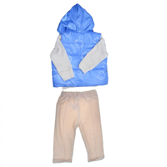 Compleu 3 piese pantaloni, vesta si bluza pentru baieti Mini Junior COMP-MJ29, Crem [2]