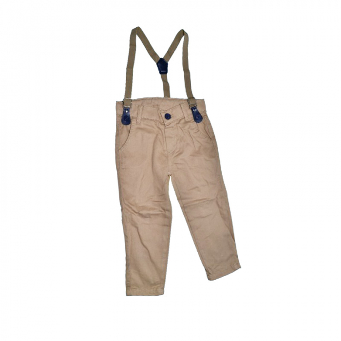Compleu 4 piese pantaloni, camasa, papion si bretele pentru baieti Mini Junior, COMP-2407-B, Bej [3]