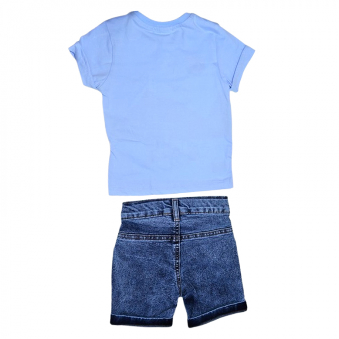 Compleu de vara, din 2 piese, pentru baieti, tricou si pantaloni scurti, Mini Junior, 1667BA, Albastru [2]