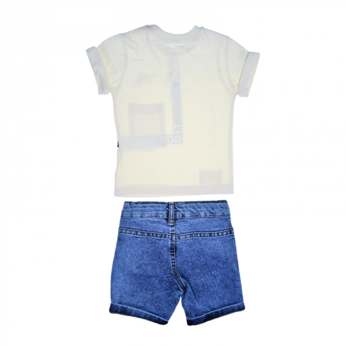 Compleu de vara, din 2 piese, pentru baieti, tricou si pantaloni scurti, Mini Junior, 1668BM, Multicolor [2]