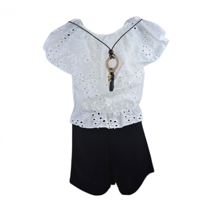 Compleu de vara, din 2 piese, pentru fete, Lucky, LK6123N, Negru [1]
