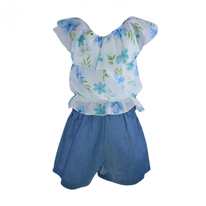 Compleu de vara, din 2 piese, pentru fete, Lucky, LK7268A, Albastru [2]