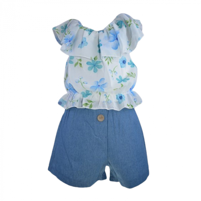 Compleu de vara, din 2 piese, pentru fete, Lucky, LK7268A, Albastru [1]