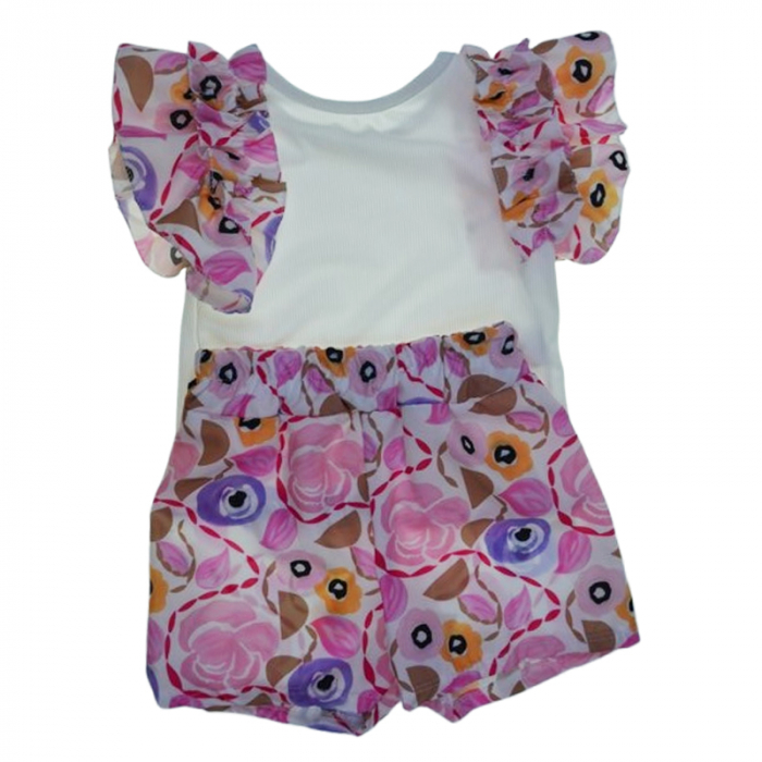 Compleu de vara, din 2 piese, pentru fete, Mini junior, Q5606, Roz [2]