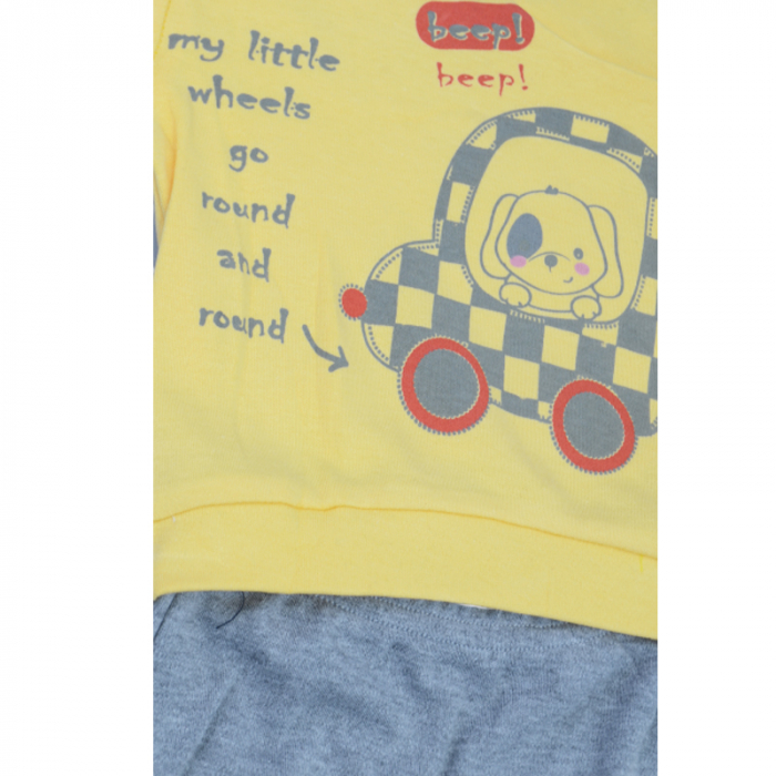 Compleu din 2 piese bluza cu maneca lunga si pantaloni pentru baieti Mini Junior 100822-2, Galben [3]