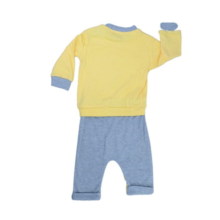 Compleu din 2 piese bluza cu maneca lunga si pantaloni pentru baieti Mini Junior 100822-2, Galben [2]
