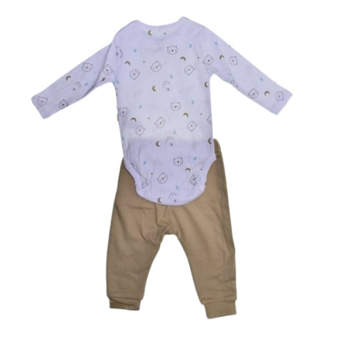 Compleu din 2 piese, body si pantaloni, pentru baieti, Mini Junior 2708C, Crem [2]