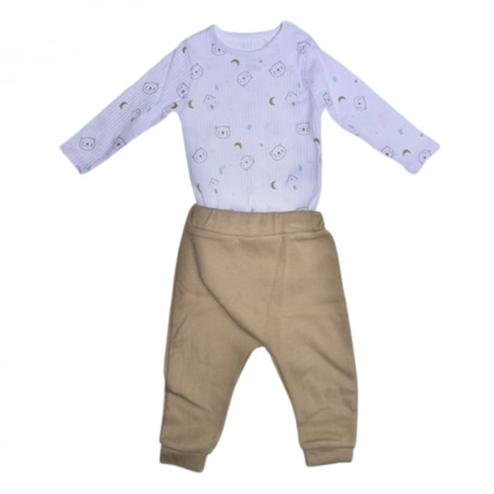 Compleu din 2 piese, body si pantaloni, pentru baieti, Mini Junior 2708C, Crem [1]