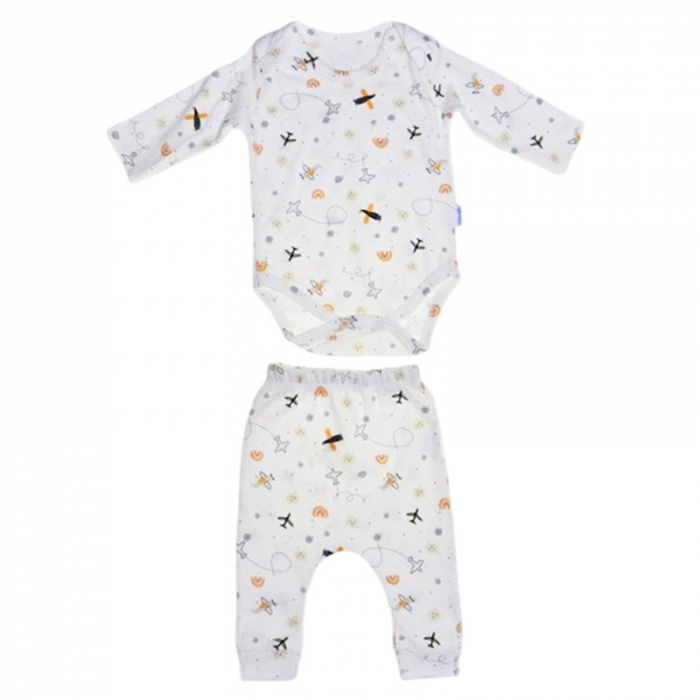 Compleu din 2 piese, body si pantaloni, pentru baieti, Mini Junior 50026C, Crem [1]
