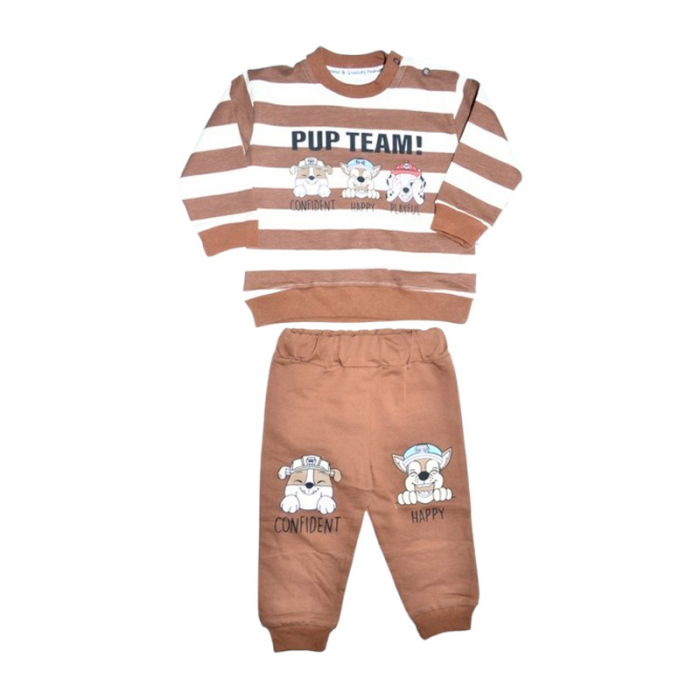 Compleu din 2 piese, pantaloni si bluza, pentru baieti, Mini Junior 2608M, Maro [1]