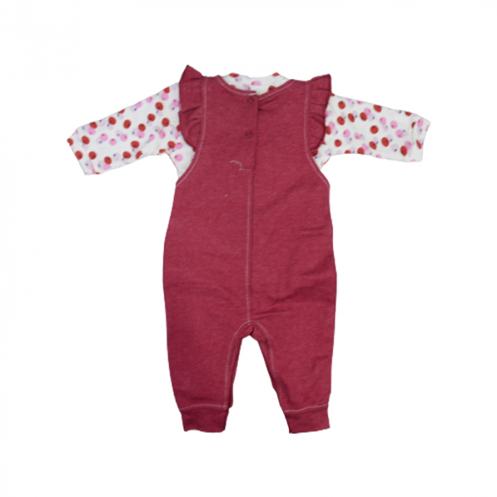 Compleu din 2 piese salopeta si bluza cu maneca lunga pentru fete Bebelinna 100822, Bordo [2]